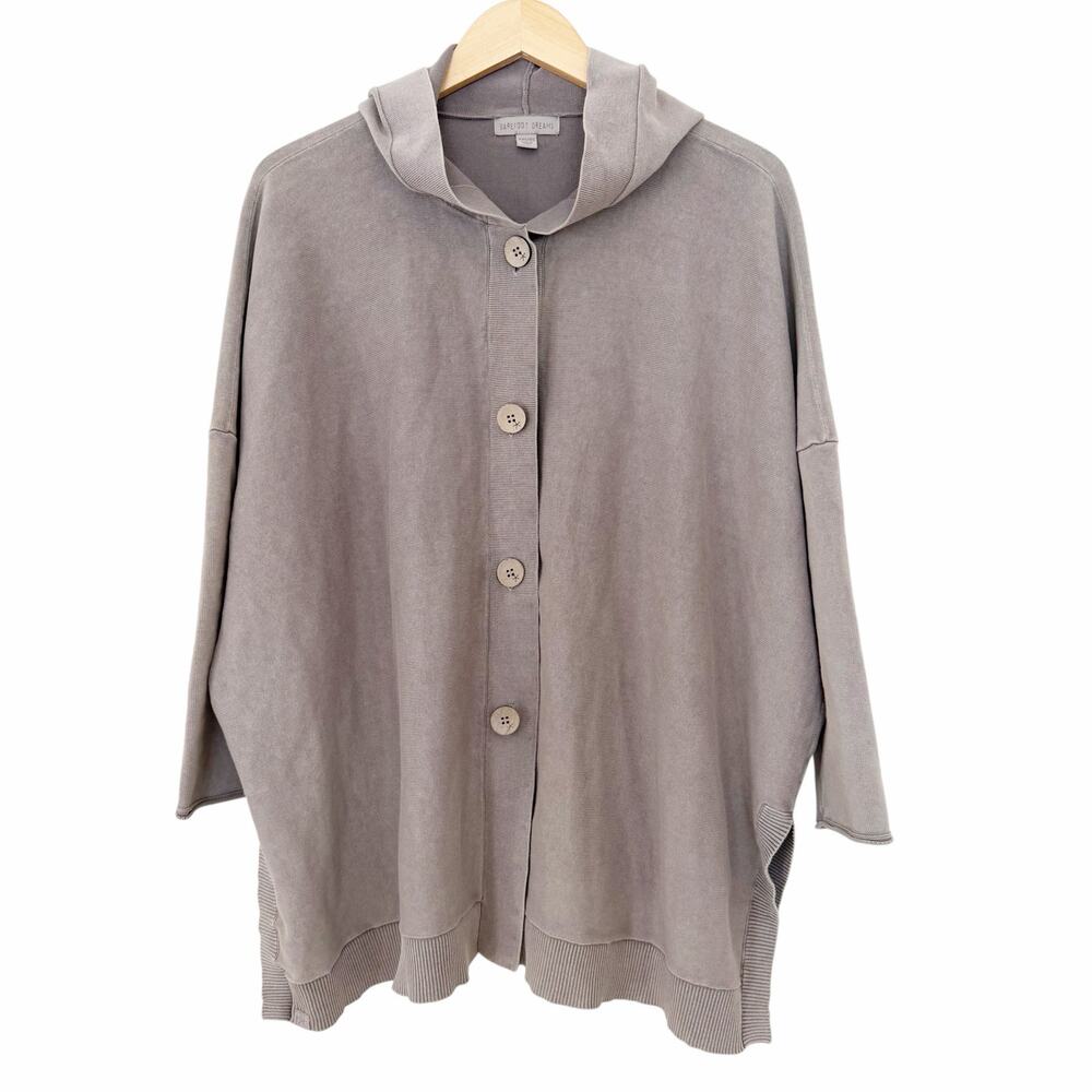 Barefoot Dreams Sunbleached Hooded Button Front Cardigan Sz XXS/XS